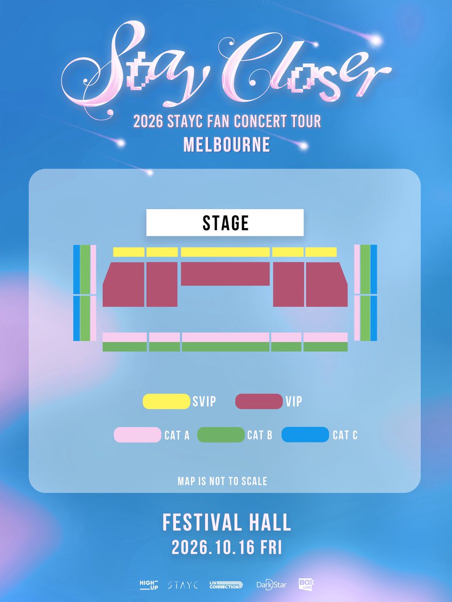 TheDarkStarEnt's tweet photo. STAYC Ticket Benefit Revealed🔔

SWITH, are you ready to get closer to STAYC than ever before? ✨@STAYC_official
All tickets are reserved seating, guaranteed for every fan 🙌  

#STAYC #스테이씨 
#STAY_CLOSER #2026_STAYC_FANCON_TOUR #STAY_CLOSER_AUSTRALIA https://t.co/ps0qHgmjRp