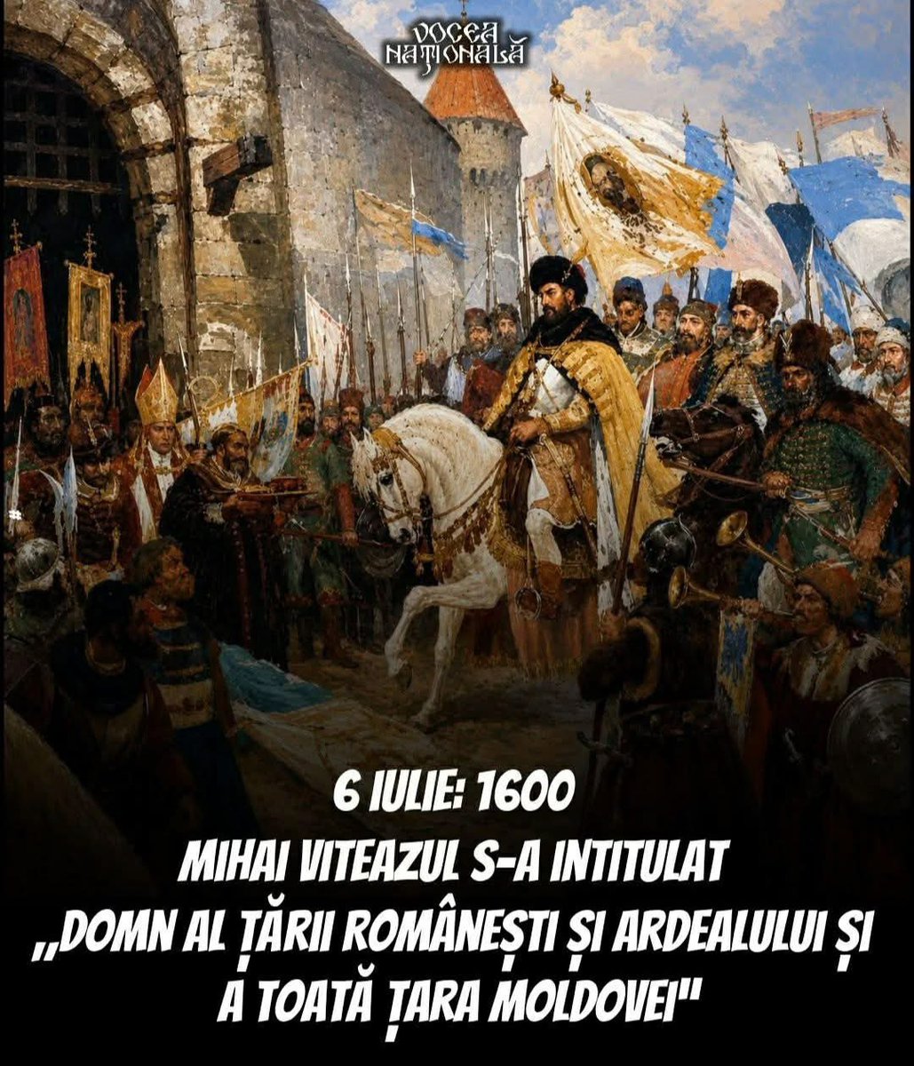 Tati81490833's tweet photo. 📜 6 iulie 1600 – Prima unire politică a celor trei țări române.

În această zi, Mihai Viteazul se intitula oficial „domn al Țării Românești, al Ardealului și al Moldovei”, confirmând documentar prima unire politică a românilor. #mihaiviteazul #unire #romania #moldova https://t.co/ZHJ6IQneOH