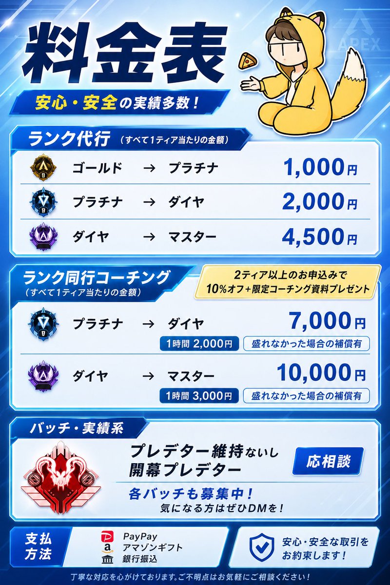 SST_kitune's tweet photo. ソロキューで盛れない…お悩みの方❗️❗️

その人に合ったコーチングを見出します👊

今すぐにご相談を❗️終日OK❗️

🍀コーチングでは数多くの方からありがたい声を頂いております🍀

成長に特化した先生達が言語化して分かりやすく🧑‍🏫📕

#Apex自己紹介カード 
#apex募集ps4
#apex募集
#Apex募集ps5 https://t.co/nvBpXKuYs8