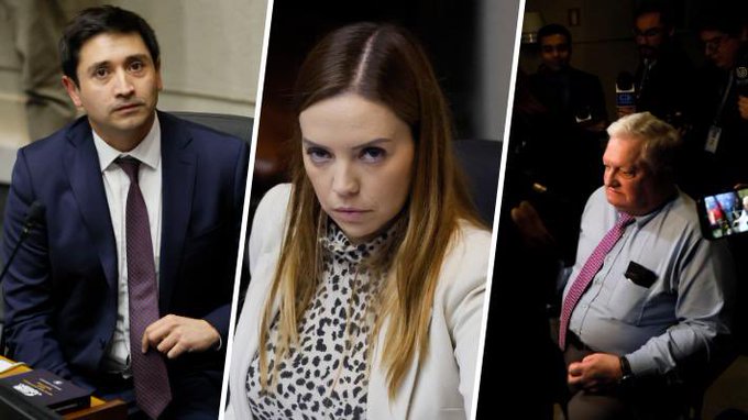 PiensaPrensa's tweet photo. URGENTE | Estos tres senadores; Camila Flores, Alejandro Kusanovic y Miguel Ángel Calisto; están siendo investigados por la justicia en casos graves de corrupción, mañana plantean votar a favor de la megareforma. https://t.co/qUg17EqkJQ