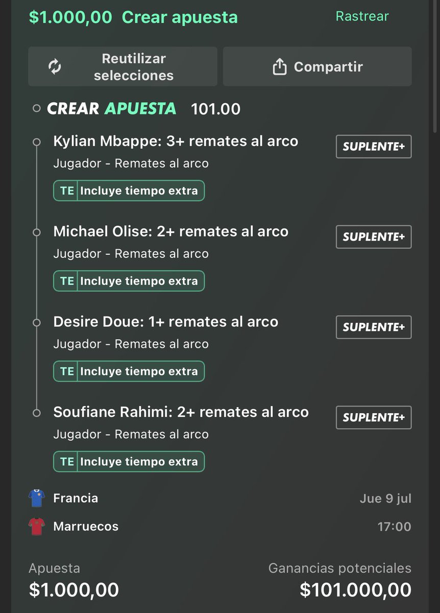 LauchaLudo's tweet photo. Paso estas para Francia 🇫🇷 Marruecos 🇲🇦 antes de que bajen las cuotas.  
🎯 Cuota 101
🎯 Cuota 171
🎯 Cuota 191
🎯 Cuota 301
🤞🍀 https://t.co/LCFW3yaCoN