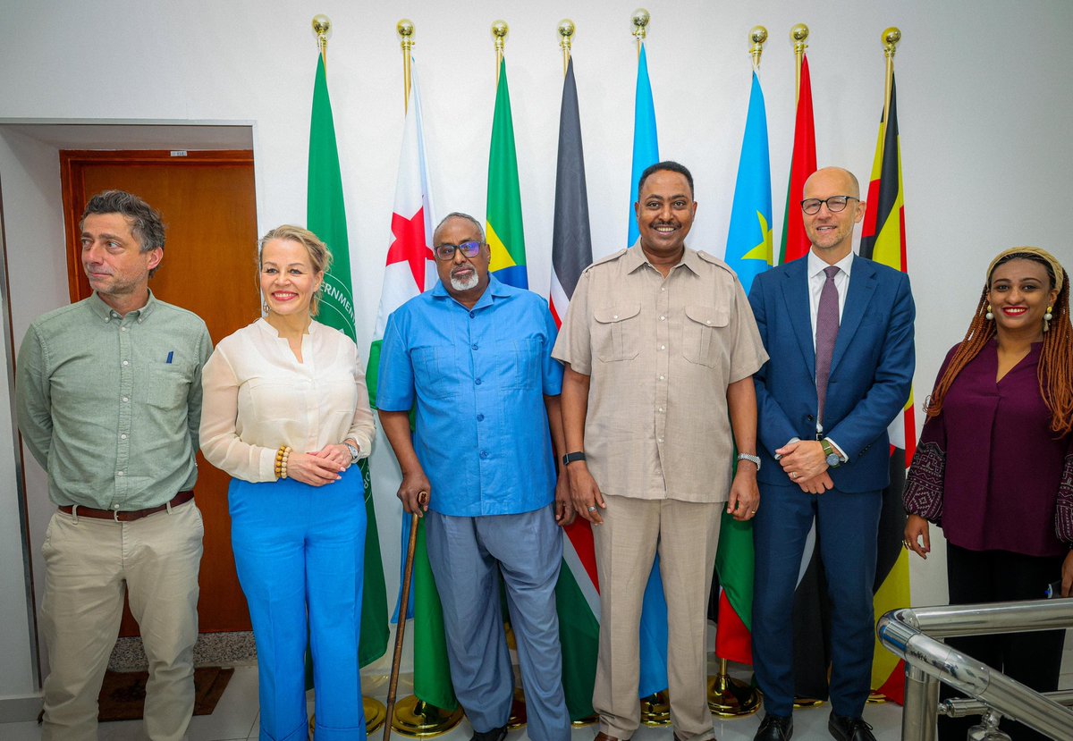 DrWorkneh's tweet photo. This morning in Djibouti, I received ISAP partners from Finland, Sweden and Switzerland, led by Mr. Joachim Beijmo, Head of Cooperation at the Embassy of Sweden and ISAP IV Co Chair, at the IGAD Secretariat.
Our discussions focused on the contribution of the ISAP project to IGAD’s institutional strengthening and its support to the organisation’s regional mandate.
IGAD appreciates the partnership of Finland, Sweden and Switzerland, and their continued commitment to regional cooperation, resilience and integration.