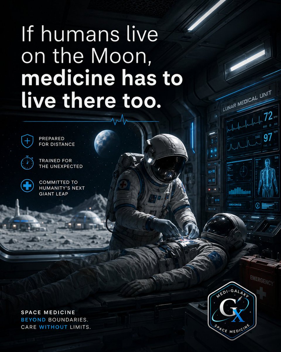 Medi_Galaxy's tweet photo. The Moon won’t wait for help from Earth. 🌕🚀
Medi-Galaxy is building explainable, resource-aware medical simulation for emergencies beyond our planet.
Explore the mission: https://t.co/tU0XWcxosm
#Medi_Galaxy
#SpaceMedicine #HumanSpaceflight #LunarMedicine #AerospaceMedicine https://t.co/y2JVaWT9gg