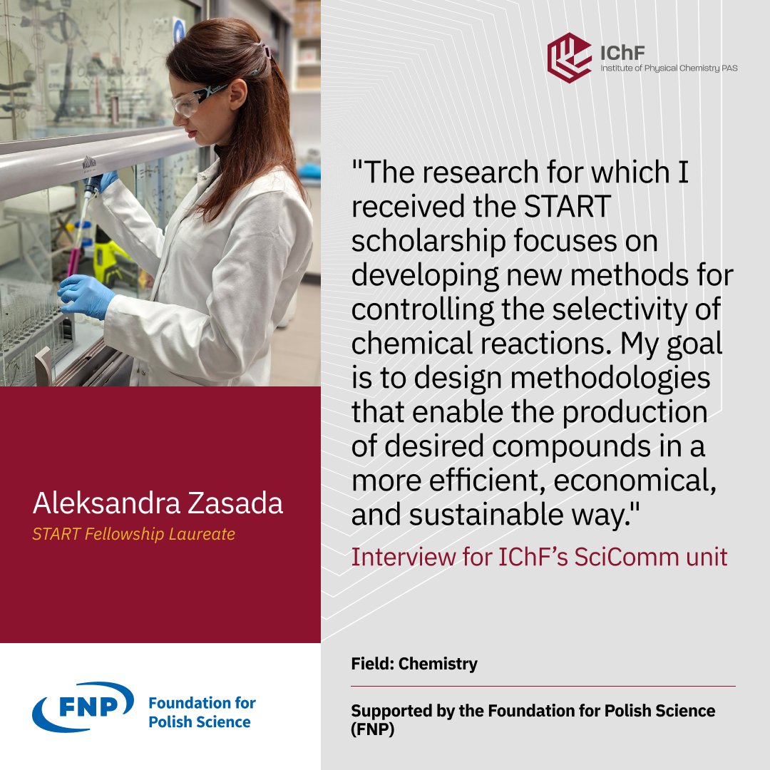 ICHF_PAN's tweet photo. 🎊 We congratulate Aleksandra Zasada, MSc Eng., on receiving a START 2026 scholarship from the FNP Foundation for Polish Science: https://t.co/Hm8Ipjt3LA.
#START2026 #FNP #YoungPolishScience #IChF #FromDreamstoSolutions
@FNP_org_pl https://t.co/cWarlCdQhV