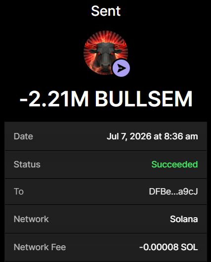 BULLUnstoppable's tweet photo. Purchase of  2.21 MILLION $BULLSEM completed for 0.22 $SOL

1 $SOL = 10,000,000 $BULLSEM
10 $SOL = 100,000,000  $BULLSEM

Send SOL to: 8bcGkKYuzRkwyoJcTYyBU97fJxPUPEZ3uwNvG4CcVGZx

Min 0.2 SOL

Retweet &amp; Drop Sol Address for $100 Airdrops https://t.co/AAPd0Kgnow