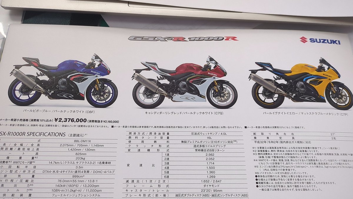 mctakami's tweet photo. キタキタキタキタきたー❗️❗️カタログきたー❗️❗️

新型GSX-R1000R❗️❗️❗️

ハヤブサマン現る❗️❗️❗️ https://t.co/GFrbM2jfQY