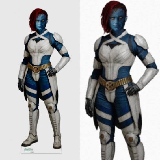 MutieNProud's tweet photo. All these pics are inaccurate to Mystique's look in Avengers: Doomsday. They are all either mockups made from the initial bag leak or are a bad upscaling of the blurry photoshoot images. If you see any of these designs in a leak, it's a fake leak. https://t.co/S9bk9bHL6D