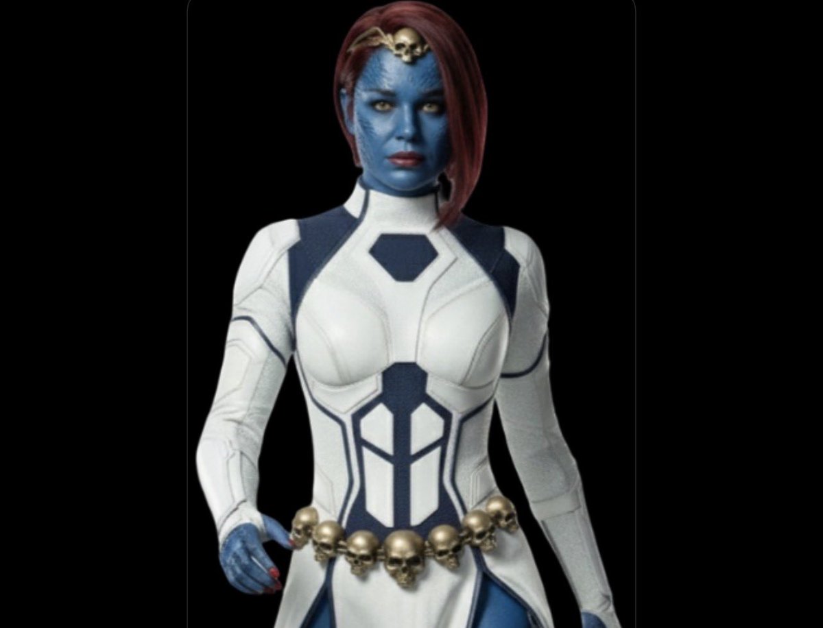 MutieNProud's tweet photo. All these pics are inaccurate to Mystique's look in Avengers: Doomsday. They are all either mockups made from the initial bag leak or are a bad upscaling of the blurry photoshoot images. If you see any of these designs in a leak, it's a fake leak. https://t.co/S9bk9bHL6D