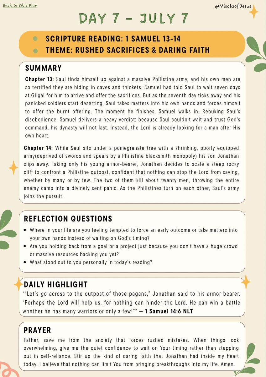 MisolaofJesus's tweet photo. July 07, 2026

Frame 1: Bible study guide for today. 
Frame 2: Midnight prayers for today. 
Frame 3: July confessions. 

Download the full book here for free: https://t.co/MHsEZvcFTL

Printable journal: https://t.co/ca0X4DDI97

Kindly support us: https://t.co/cJD1KMAoNt https://t.co/Ck3Ly1LR82