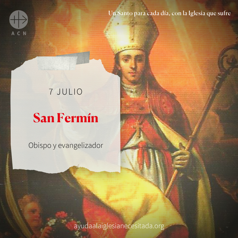 AyudaIglesNeces's tweet photo. #FelizMartes Conmemoramos a San Fermín, obispo de Pamplona. Fue enviado a predicar el Evangelio en esta ciudad y consagrado por su primer obispo. También evangelizó en el norte de Francia. San Fermín, bendice y protege a Pamplona y a todos los que viven allí. https://t.co/GylYYQusNC