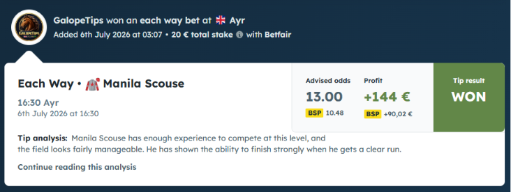 gallop_tips's tweet photo. 🏇 Galopetips | UK Horse Racing Tips 🇬🇧
📊 Real results, discipline &amp;amp; analysis
📲 Join: https://t.co/92e2b8eAeu
#HorseRacing #RacingTips #UKRacing  #GALOPETIPS https://t.co/MOQK5agHaQ