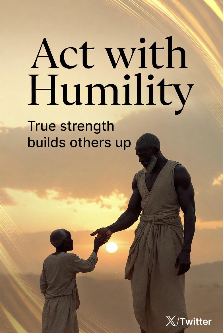elomanabuike's tweet photo. Act with humility. 

Not because you're small, but because you understand that every giant once stood on the shoulders of grace, patience, and quiet strength.

Pride shouts. Humility builds.

In a loud world, choose the power that lasts. 🌱 https://t.co/sYhCsGbkTA