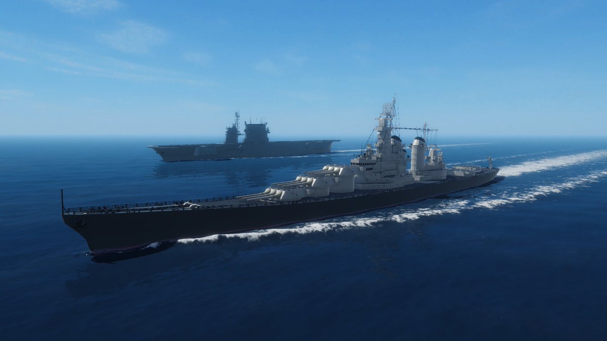 breezeNeXT4's tweet photo. ダイナミックな水面効果がゲームに追加され、軍艦が航行する様子が見られるようになりました。 https://t.co/VkWT1TghAy