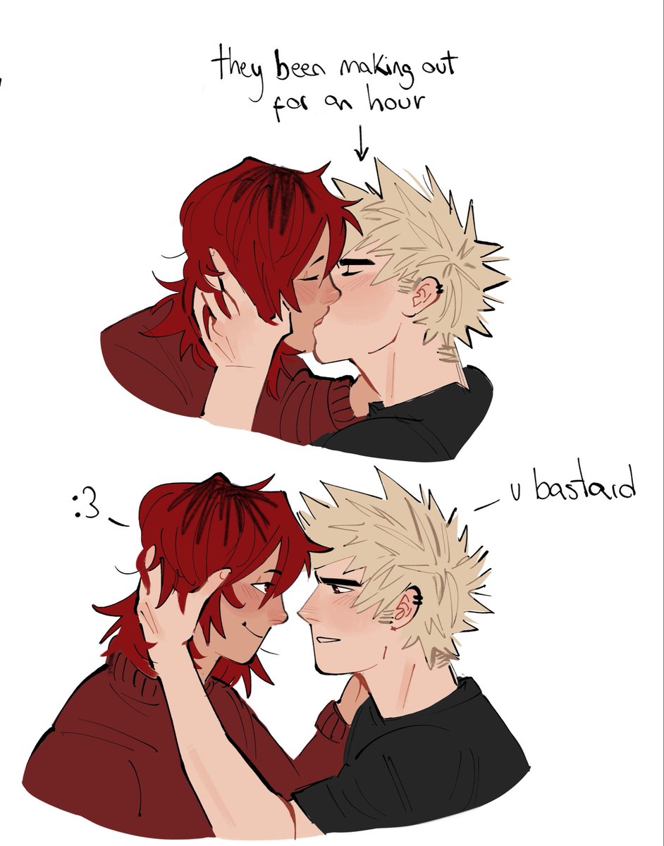 Nobamol's tweet photo. :3 

(Kirishima failed the exam, and Bakugo didn’t get the highest score… bro’s gonna get killed)

#bakushima #kiribaku https://t.co/pcejiHbLh7