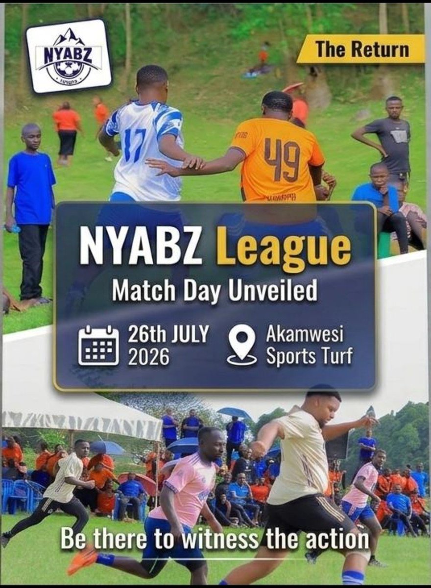 Nyabzleague's tweet photo. The 2nd outing of season 3 is around the corner, book ur spot and be part of all the action. 

Sunday the 26th of July 2026 at Akamwesi turf, plan not to miss.

#Nyabzleague_season_3 https://t.co/A2ougkgxDU