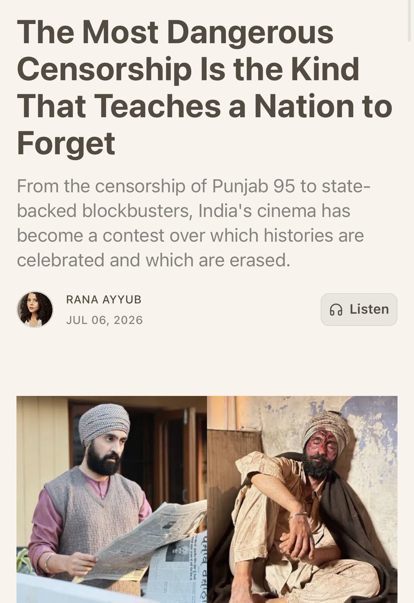 RanaAyyub's tweet photo. There has been no justice for survivors of the 1984 anti-Sikh massacres or the 2002 anti-Muslim carnage in Gujarat. In societies emerging from mass violence, court verdicts alone cannot provide healing. Recognition matters. Public memory matters. Art matters. https://t.co/Tk2eCSoOq7