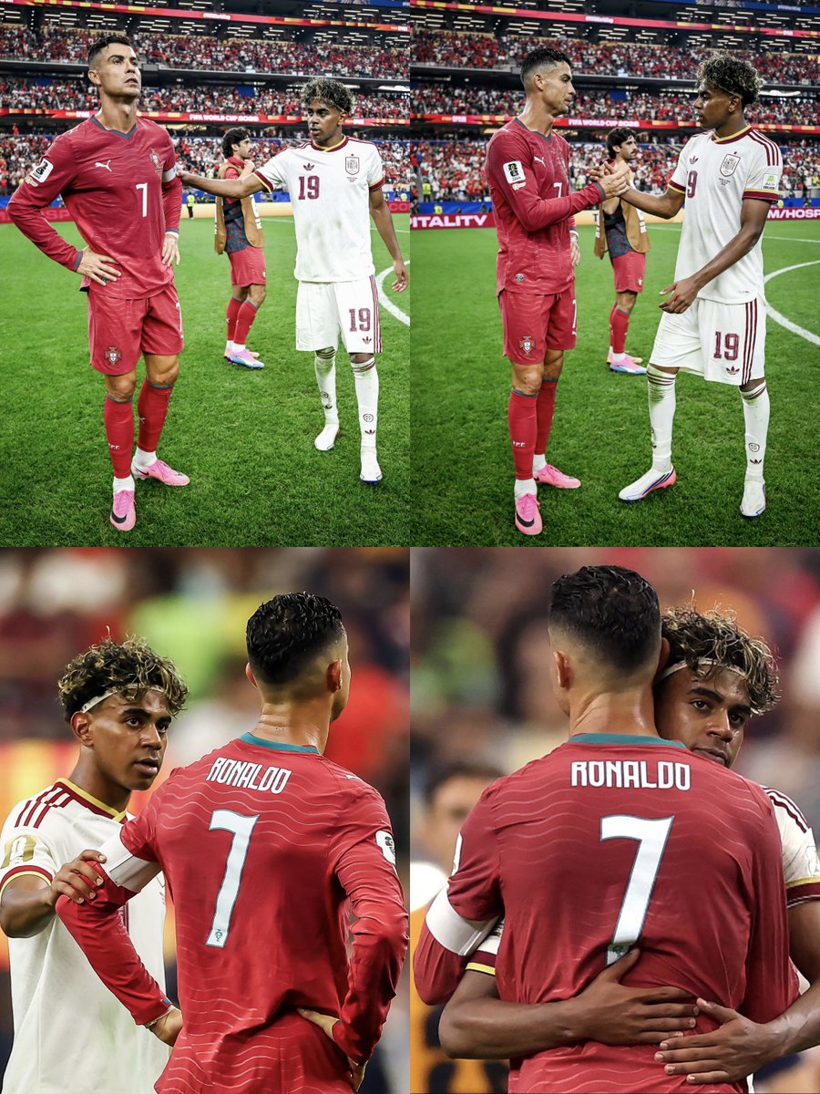 idextratime's tweet photo. Pelukan seusai laga dari Lamine Yamal kepada Cristiano Ronaldo. 🫡🤗 https://t.co/3MmUUiOXrj