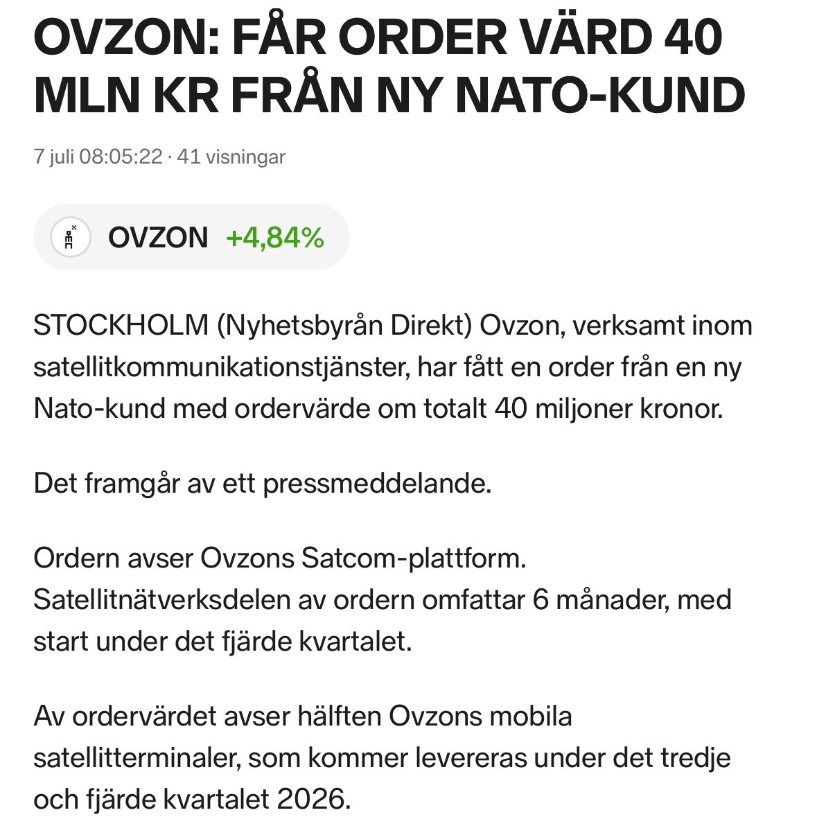 cfbtf0's tweet photo. Smattrar in nya ordrar $OVZON https://t.co/nCX97xfq66