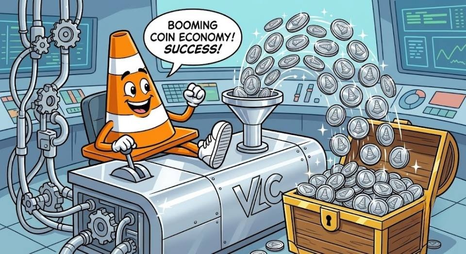 GuyBoyle12's tweet photo. BOOMING COIN ECONOMY! SUCCESS! 

Our $VLC Traffic Cone is running the factory floor — pumping out gains and filling the treasury chest! 

This is what peak meme performance looks like 

Who’s stacking $VLC with us? 

$VLC $VLC $VLC https://t.co/M7nuGWTIGA