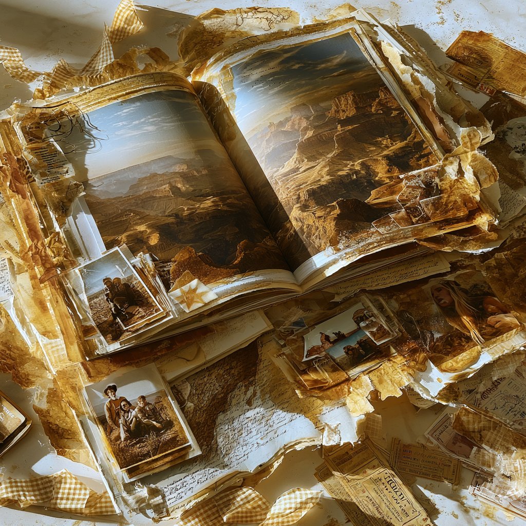 FOulhiou's tweet photo. #Promptshare

Artistic scrapbook page evoking [SUBJECT], layered papers, torn edges, photos, handwritten notes, stickers, gingham washy tape, entrance or travel tickets, soft lighting, high detail, top-down view --profile 6tiu6il --v 8.1

Your turn! Share with #cp71 https://t.co/5szDKDgp4t