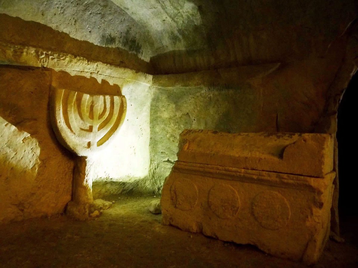 ChaiLife613's tweet photo. An ancient Jewish underground cemetery with menorahs from the 2nd to 4th centuries AD, discovered in the Galilee.

This ancient menorah was discovered in the Cave of the Sarcophagi at Beit She’arim, one of the most important Jewish burial complexes from the late Roman period.

After the destruction of the Second Temple, Beit She’arim in the Galilee became a major center of Jewish life and burial. Jews from across the Land of Israel, and even from distant Jewish communities, chose to be buried here.

The menorah, the ancient symbol of the Jewish people and of the Temple in Jerusalem, was carved into the walls of the cave and has survived the centuries, standing as yet another testament to this land’s rich Jewish history.

Image credit: Hanay (CC BY-SA 4.0)

🇮🇱 The Nation of Israel Lives