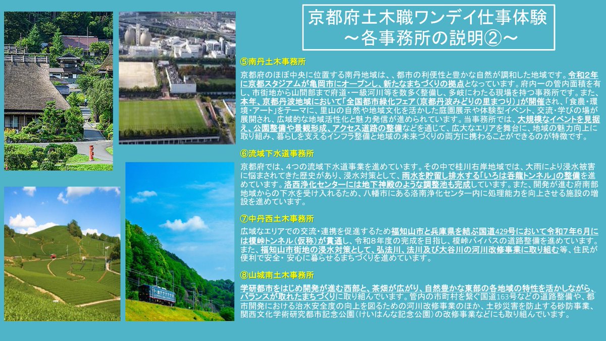 miryokukojo's tweet photo. 京都府土木職の仕事が体験できるワンデイ仕事体験の参加者を募集しています！
応募方法等詳細は資料とホームページをみてください。
応募締切：7月31日（金）

https://t.co/VA0tpxK4CQ

#京都府　#建設業　#京都府建設業魅力向上プロジェクト　＃建設　＃土木　＃建築　＃採用　＃就職　＃転職 https://t.co/BlxEZTgdiM