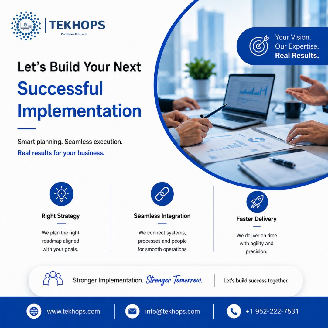 tekhopscom's tweet photo. Build with confidence. Deliver with precision. 🚀
TEKhops helps you achieve successful implementations through smart planning and faster delivery.

🌐 https://t.co/rJ0ZlU17iG
📧 info@tekhops.com

#TEKhops #ImplementationServices #India #USA #ITSolutions #TechPartner https://t.co/fnWwkp2O9h