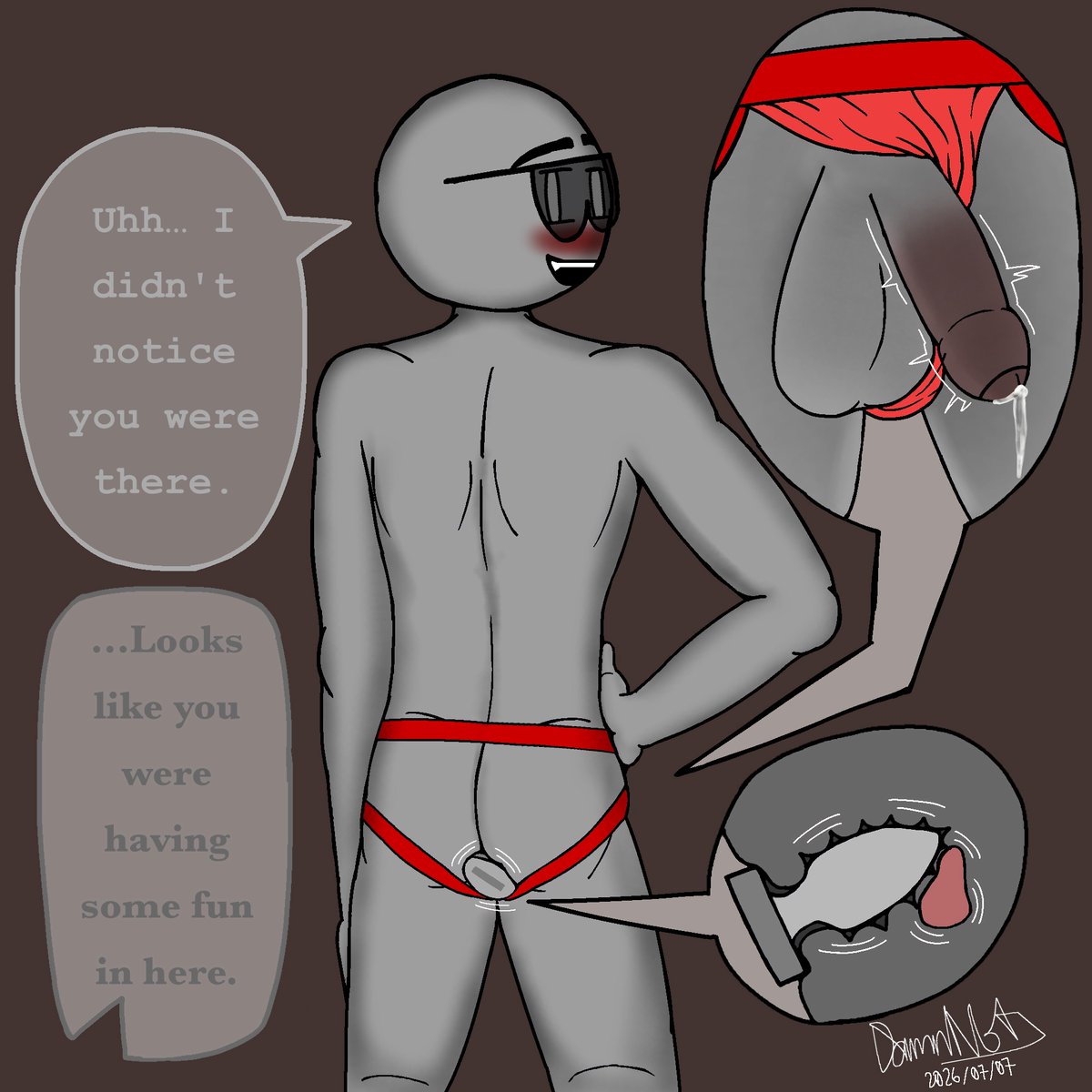 _DamnNot's tweet photo. Made another more male Anon nsfw comic. I wanted to draw a vibrator plugged into his ass + have him a jockstrap. This is also practice for drawing backs since I haven't done that before.

#nsfw #rule34 #art #gay https://t.co/qwXxrJsddX