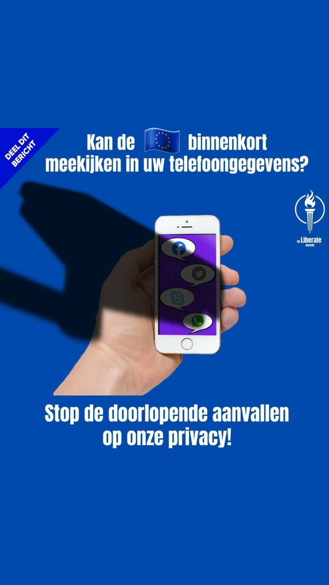 liberalewereld's tweet photo. Het Europees Parlement verwierp chatcontrol reeds 2 keer. Toch ligt het vandaag voor de 3e keer ter stemming.

Geen geruisloze Big Brother in Europa 🚨

❌️ Het schendt het digitale briefgeheim.

❌️ Het ondermijnt de privacy, de vrijheid van meningsuiting en onze democratie https://t.co/63170CNpMj
