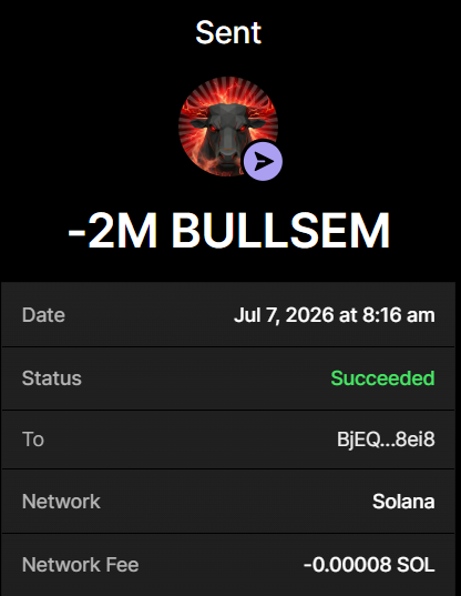 BULLUnstoppable's tweet photo. Purchase of  2 MILLION $BULLSEM completed for 0.2 $SOL

1 $SOL = 10,000,000 $BULLSEM
10 $SOL = 100,000,000  $BULLSEM

Send SOL to: 8bcGkKYuzRkwyoJcTYyBU97fJxPUPEZ3uwNvG4CcVGZx

Min 0.2 SOL

Retweet &amp; Drop Sol Address for $100 Airdrops https://t.co/FcKXBxiOSv