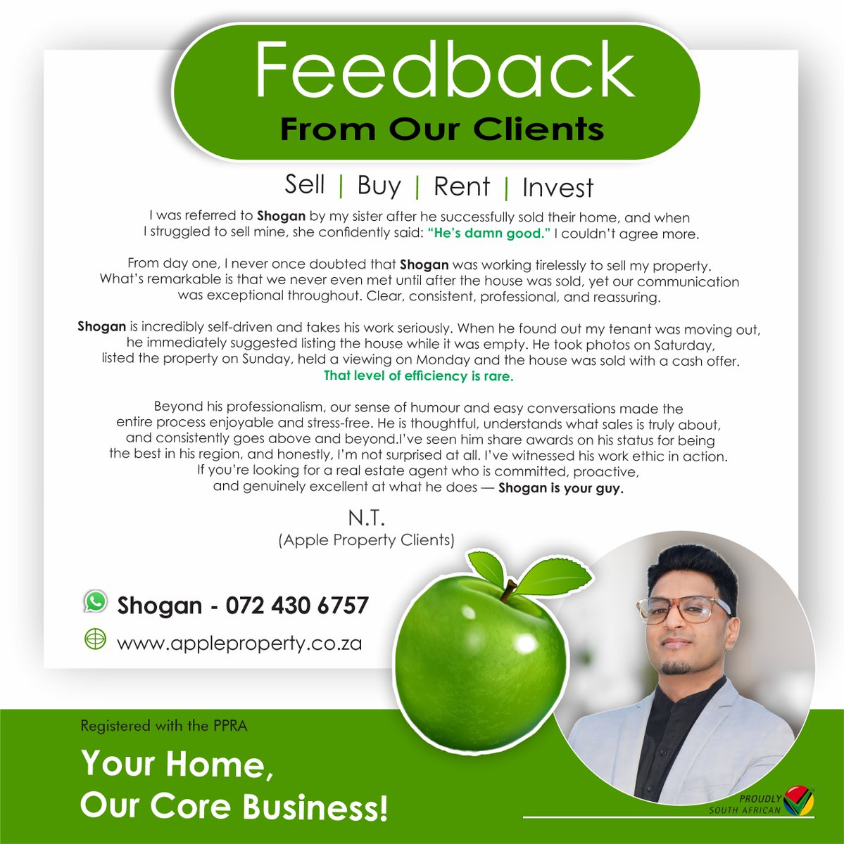 ApplePropertySA's tweet photo. Client Feedback That Speaks for Itself ๐
When results matter, you need the right team behind you.
https://t.co/yt3u3dUwkJ
#RealEstateSouthAfrica #PropertyExperts #ClientSatisfaction #TrustedAgents #DreamHomeJourney https://t.co/HI1A8fIncf