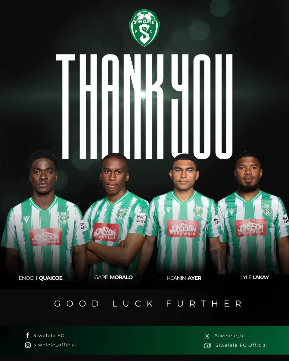 iDiskiTimes's tweet photo. 𝗕𝗥𝗘𝗔𝗞𝗜𝗡𝗚‼️

Siwelele have announced the departure of 12 players:

- Happy Mashiane
- Ghampani Lungu
- Bohlale Ngwato
- Neo Rapoo
- Thabang Mahlangu
- Lazola Maku
- Kgaogelo Sekgota
- Pogiso Sanoka
- Enoch Quaicoe
- Gape Moralo
- Keanin Ayer
- Lyle Lakay https://t.co/3NGQCNmoKa