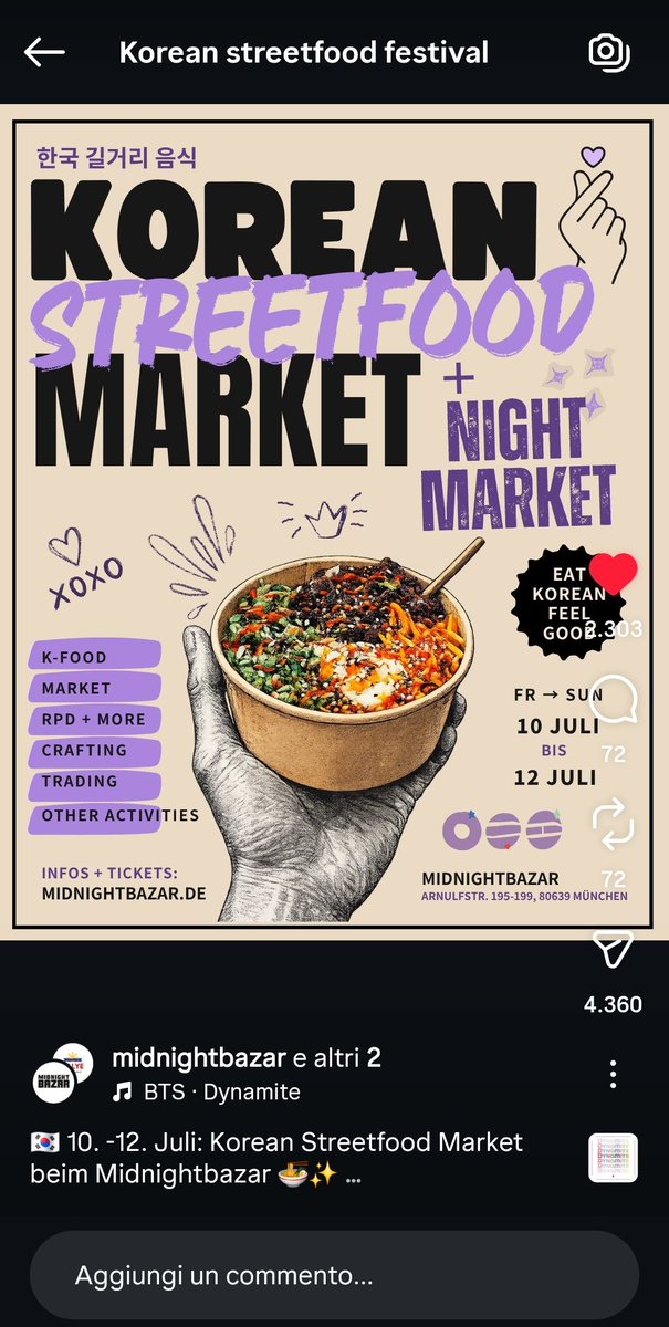 iri_xuan's tweet photo. WHO WANTS TO COME TO THE KOREAN STREET FOOD FESTIVAL THIS FRIDAY #BTS_ARIRANG_MUNICH https://t.co/WvSesg5G32