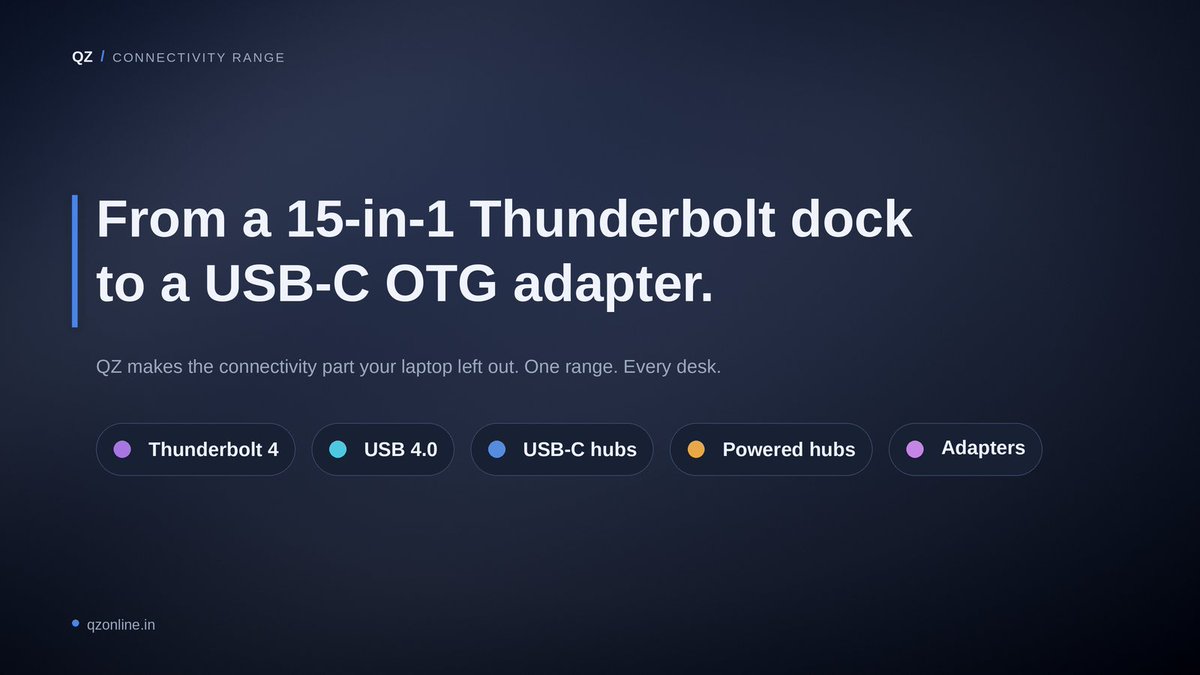 QZelectronics's tweet photo. A pile of dongles, or one Thunderbolt 4 dock?
Up to 15-in-1. Triple display. 40 Gbps. Gigabit Ethernet. 100 W charging — all on one cable.
That's the difference between a dongle and a docking station.
https://t.co/eo8C9ibyQl
#QZ #Thunderbolt4 https://t.co/AP3e1AdBL9