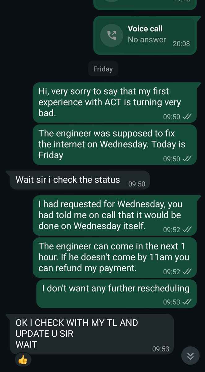 C0DE3H's tweet photo. @ACTFibernet very dismal service from you. I had applied for a wifi installation on 1st July and was promised same day installation. I keep getting calls that installation will be done immediately but nothing yet. Even cust rep is not responding! Abysmal! https://t.co/tNQJ0YNBtA