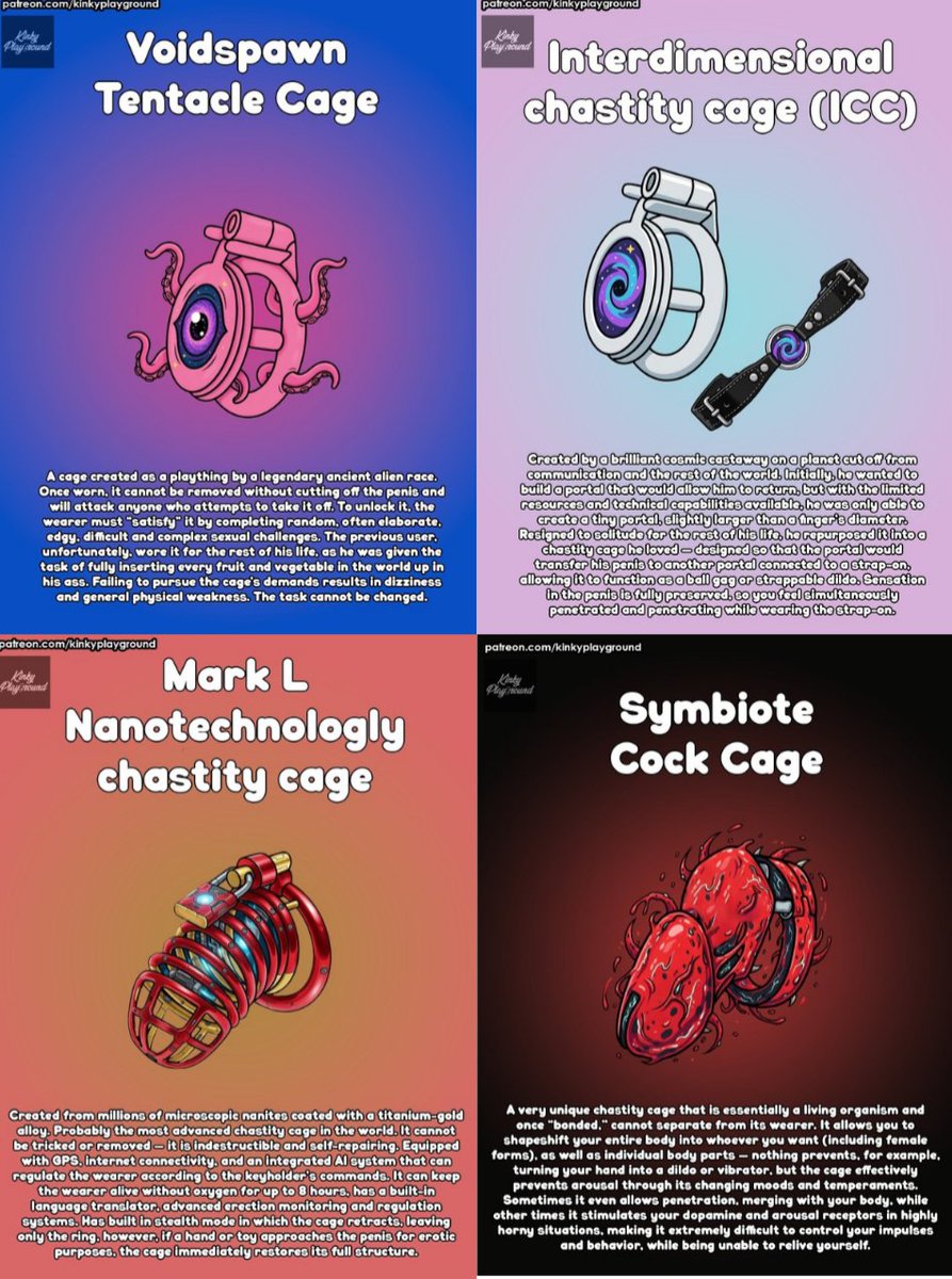 nivsvoid's tweet photo. Your dick gets locked in one of these cages forever, loser. Choose one.
🤭 https://t.co/3EsY8Wossq