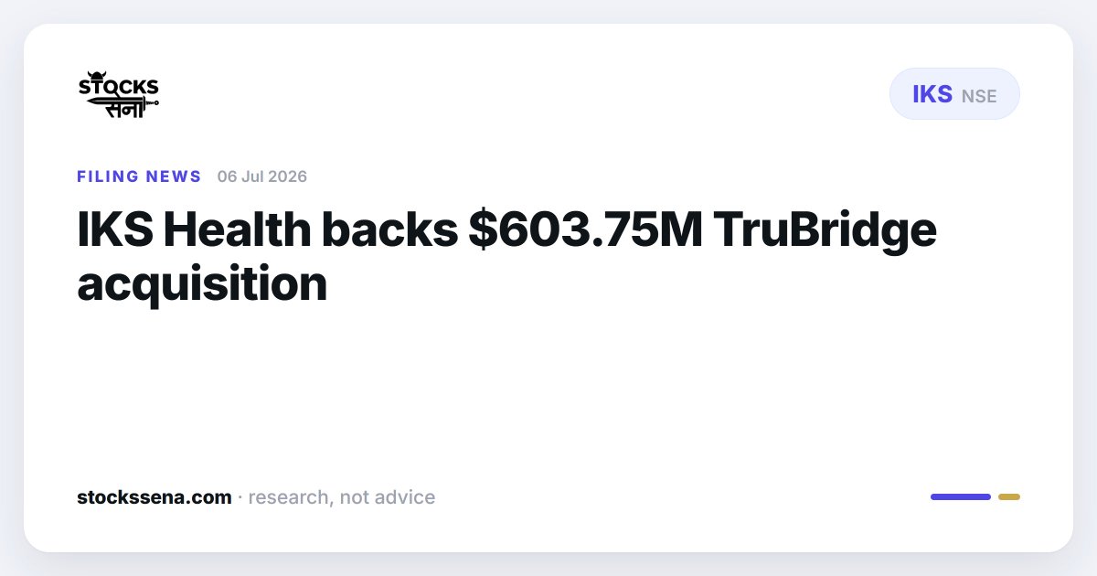 stocks_sena's tweet photo. IKS Health has issued a $603.75 million corporate guarantee to lenders financing its subsidiary's acquisition of US-based TruBridge, Inc.
https://t.co/eiFMWZcAYP

#Nifty #StockMarket https://t.co/0Za3nrz6bK