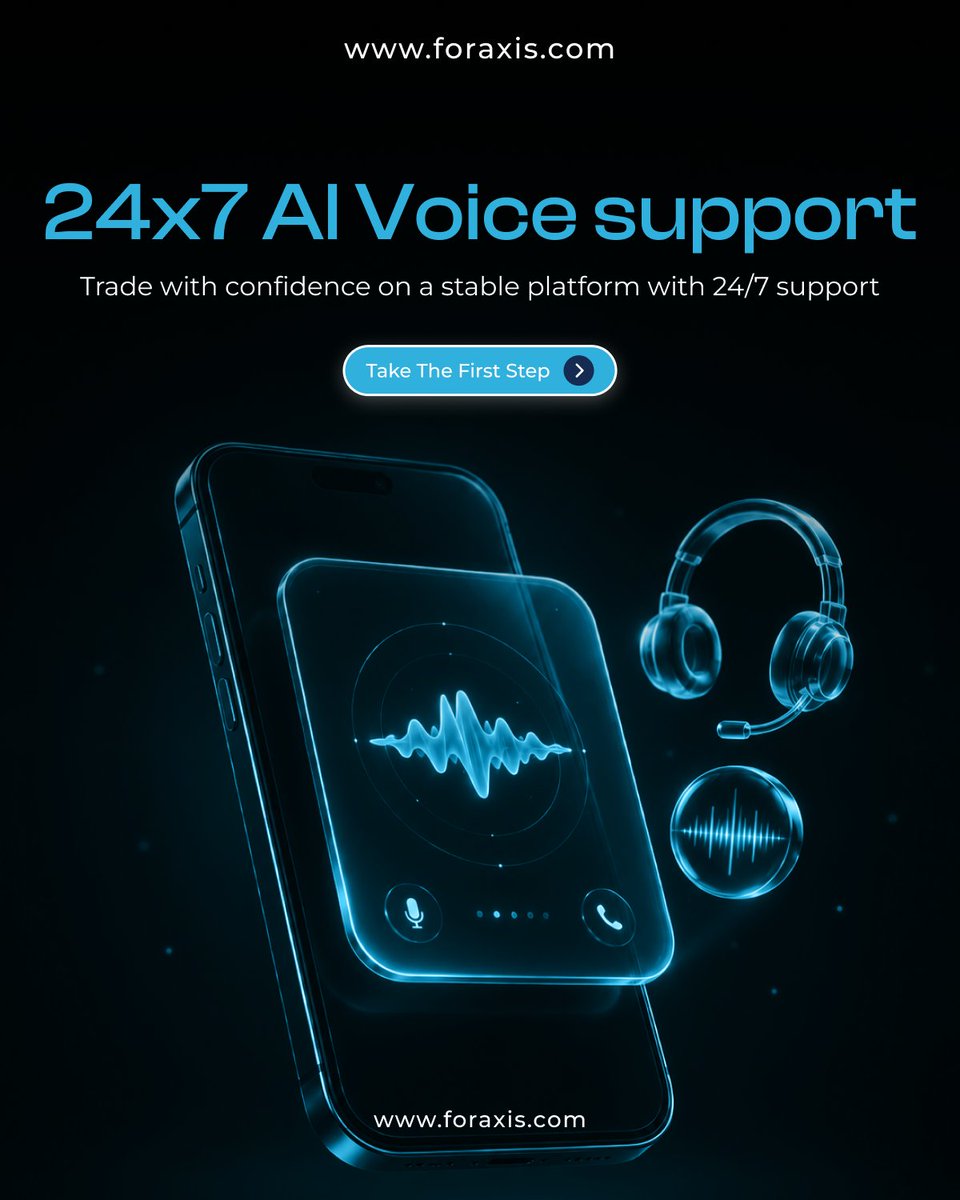foraxisofficial's tweet photo. Questions about trading can happen at any moment.
Forxis 24×7 AI Voice Support keeps traders connected, supported, and ready when it matters. 

Real traders need support in real time. https://t.co/HRAjqDuP4i