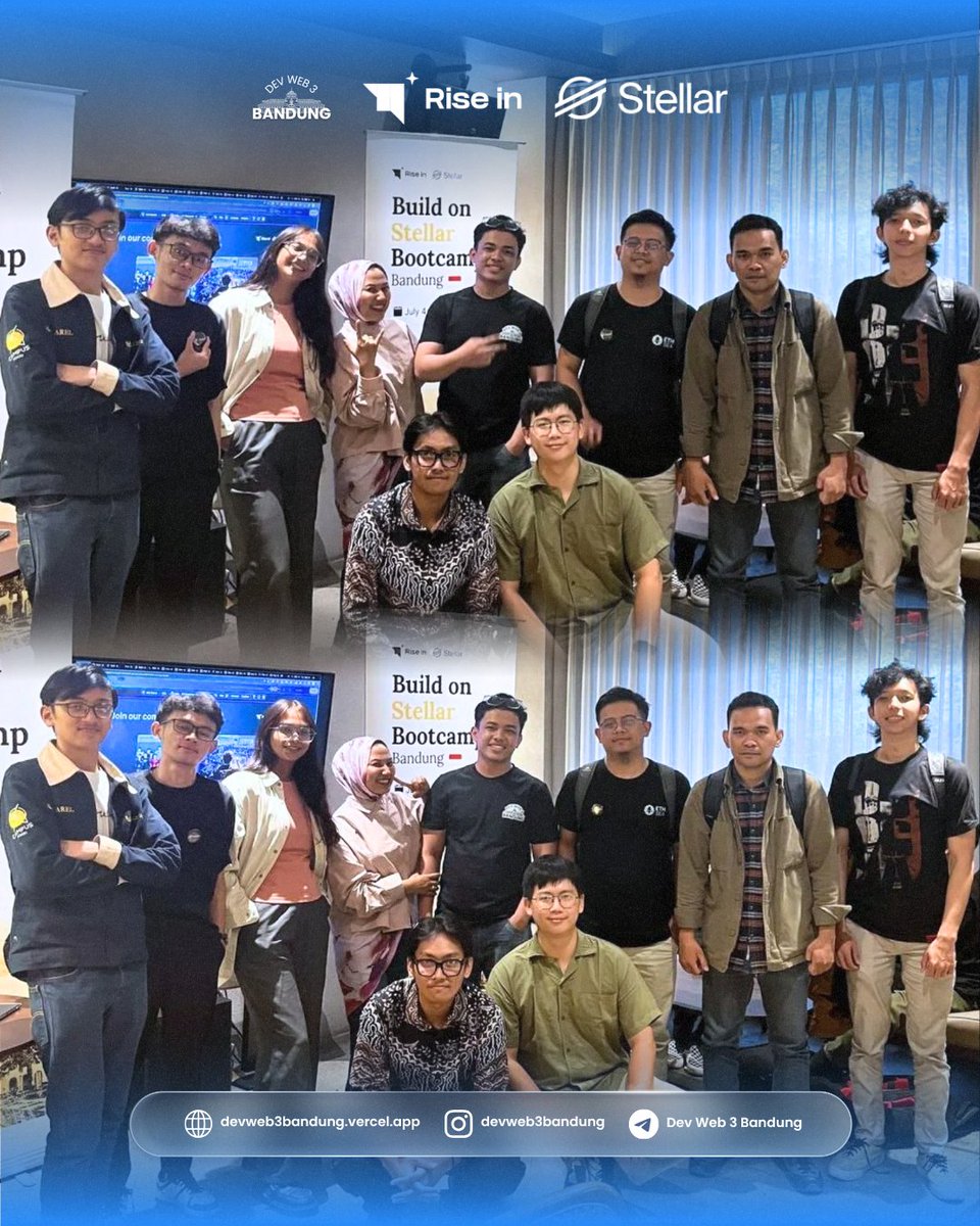 devweb3bandung's tweet photo. Recap Day 1 Build on Stellar Bootcamp Bandung 🚀

Hari pertama langsung tancap gas! Mulai dari ideation, mentoring bareng builder Stellar, sampai workshop fundamental buat bangun project Web3. 🔥

Thanks @riseinweb3 &amp; @StellarOrg  udah bawa bootcamp ini ke Bandung. https://t.co/TFsFWGgCOc