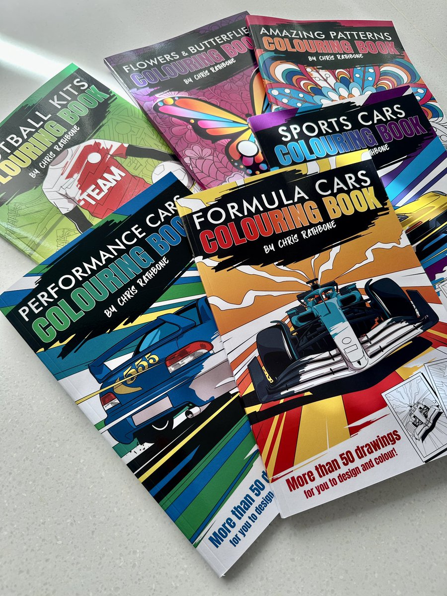 R4THBONE's tweet photo. My new collection of Colouring Books has now launched!
Each Colouring Book contains more than 50 bespoke drawings - all hand drawn by me. Head over to the ‘Store’ page on my website to check them out!
https://t.co/LC3GvmSTdv
#ColouringBooks #F1 #WorldCup #F1Book #CarBook https://t.co/yqJk3R2qmy
