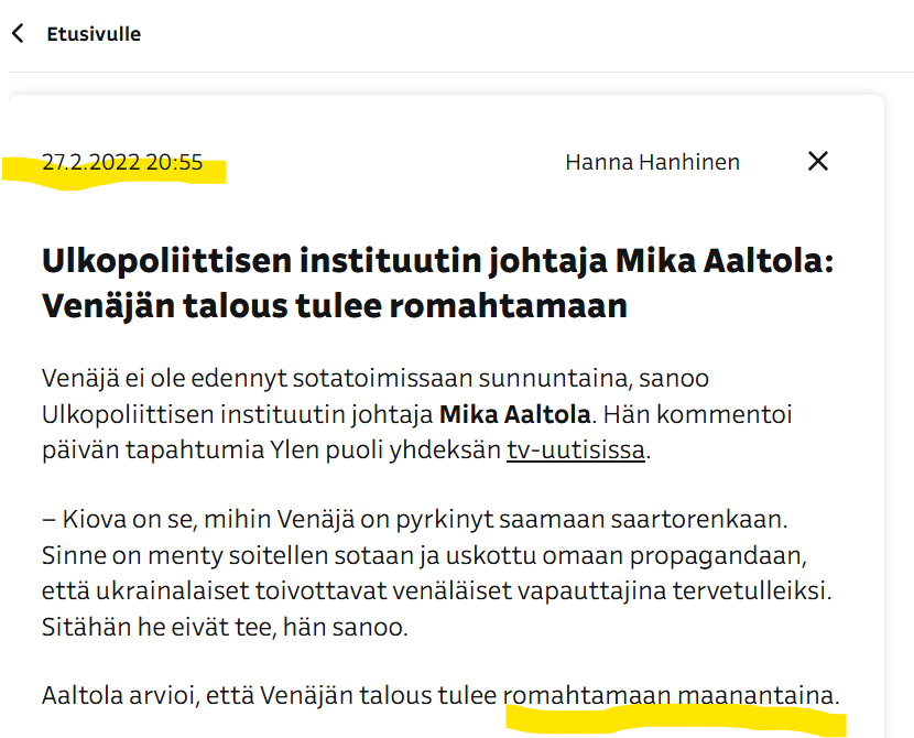 OlliKotro's tweet photo. Minut(kin) estäneen Mika Aaltolan mukaan Venäjän talouden piti romahtaa maanantaina 28.2.2022. https://t.co/8Ae8J4YYxA