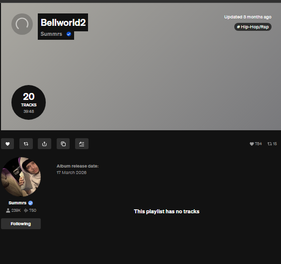 NewTrapRadio's tweet photo. Summrs edited the Bellworld2 playlist 3 months ago 👀 https://t.co/vNifrRrFjK