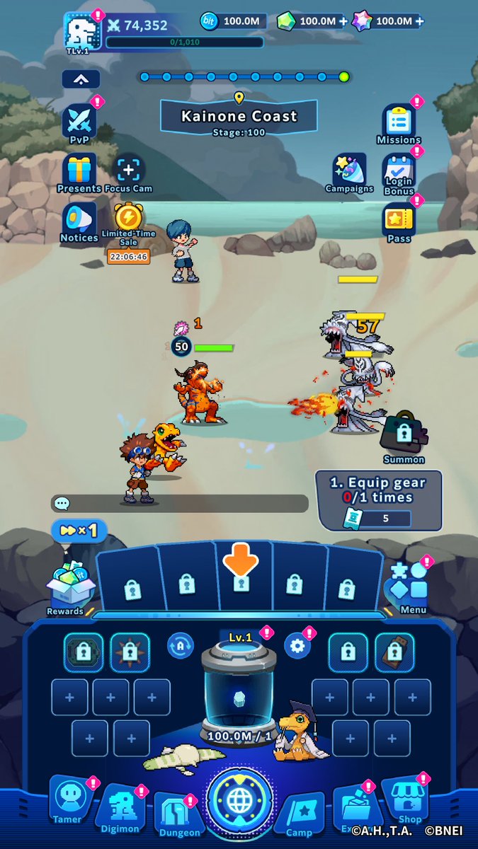 Digimon_up_en's tweet photo. 📝 Game Info ④
- Battles and Tamer Interactions -

Digimons will fight automatically in the main battle screen. As you progress through the Stages, enemies will get stronger and stronger, so keep training your Digimons to win all the battles easily!

In addition, you can interact with other Tamers in-game by battling with them in PVP matches or by meeting them in the Camp. Whether you aim to climb the Rankings or have a fun chat with fellow Tamers, Digimon UP has you covered!

#DigimonUP #Digimon