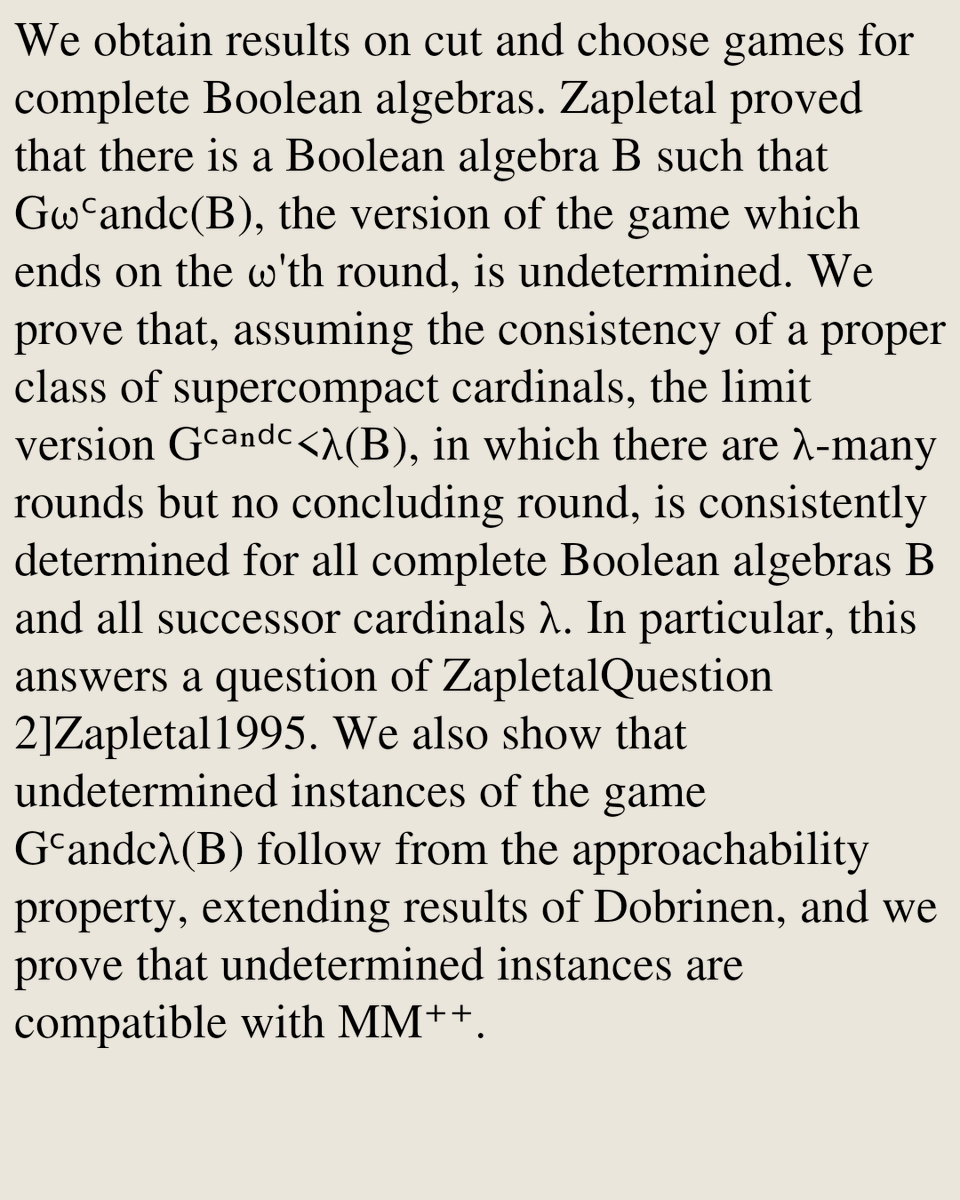 PRWT's tweet photo. On Determinacy for Cut and Choose Games of Uncountable Length

Maxwell Levine
https://t.co/XHRKshTvft [𝚖𝚊𝚝𝚑.𝙻𝙾] https://t.co/1YvBBjx9Fk