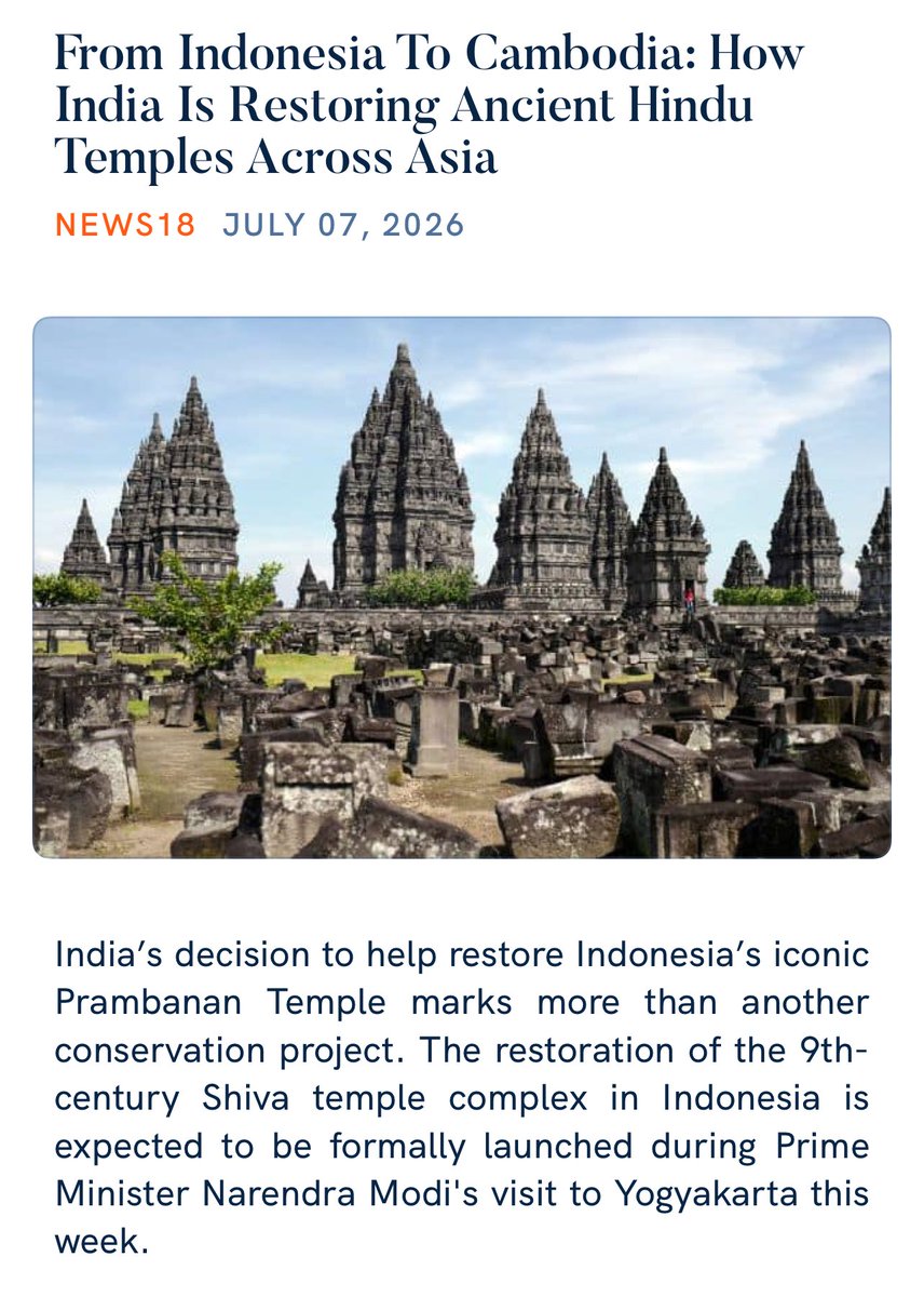 SSCChakraRao1's tweet photo. From Indonesia To Cambodia: How India Is Restoring Ancient Hindu Temples Across Asia
 https://t.co/Z0j94xUA3z

via NaMo App https://t.co/ghcnZTu3Lp