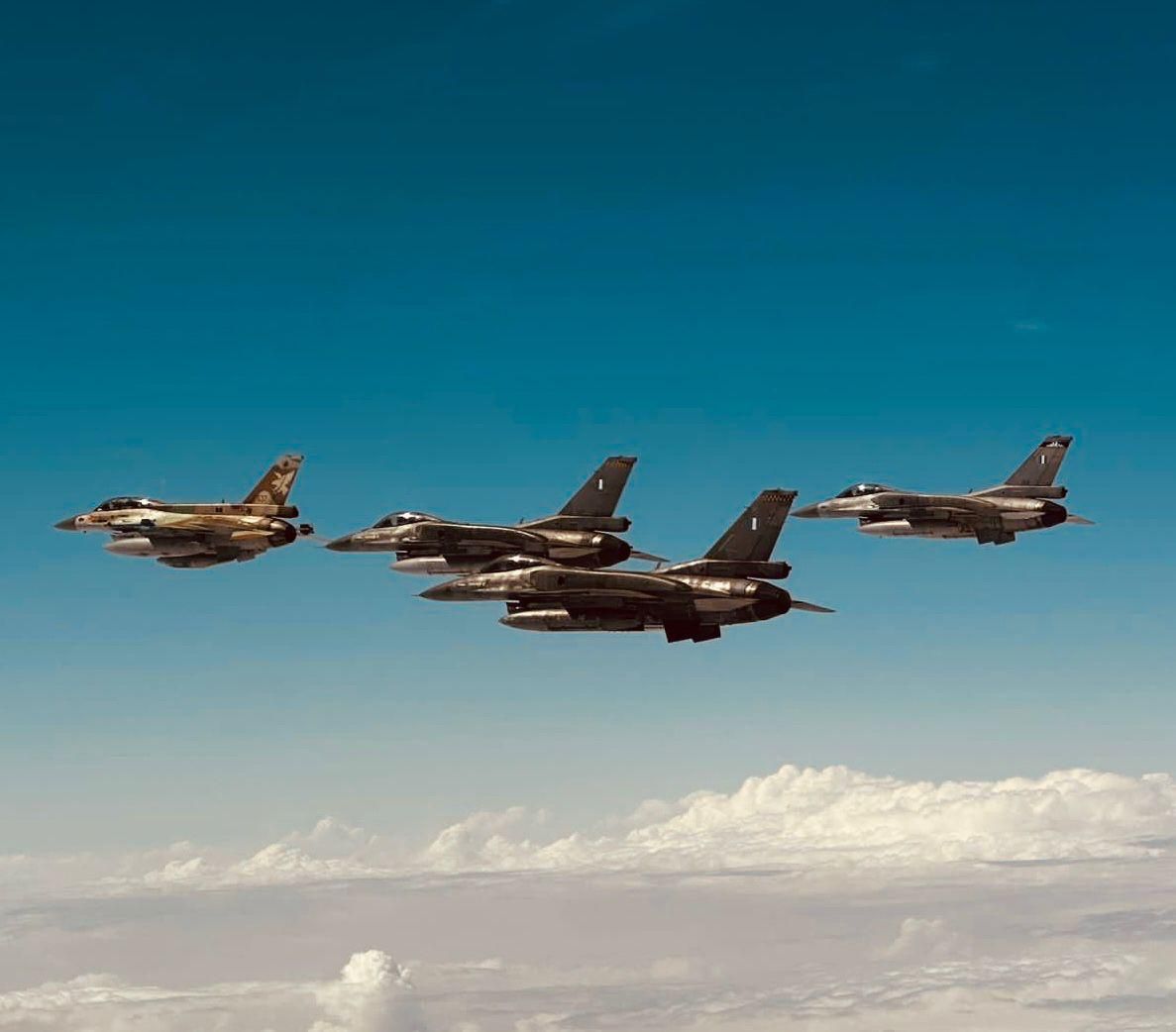 IsraelMilitaryC's tweet photo. The Israeli and Greek air forces have resumed joint drills over the Aegean Sea, featuring mid-air refueling exercises between Israeli tankers and Greek F-16s. This renewed cooperation signals strengthening strategic and defense ties in the Eastern Mediterranean region. https://t.co/Ifj9MTlHbf