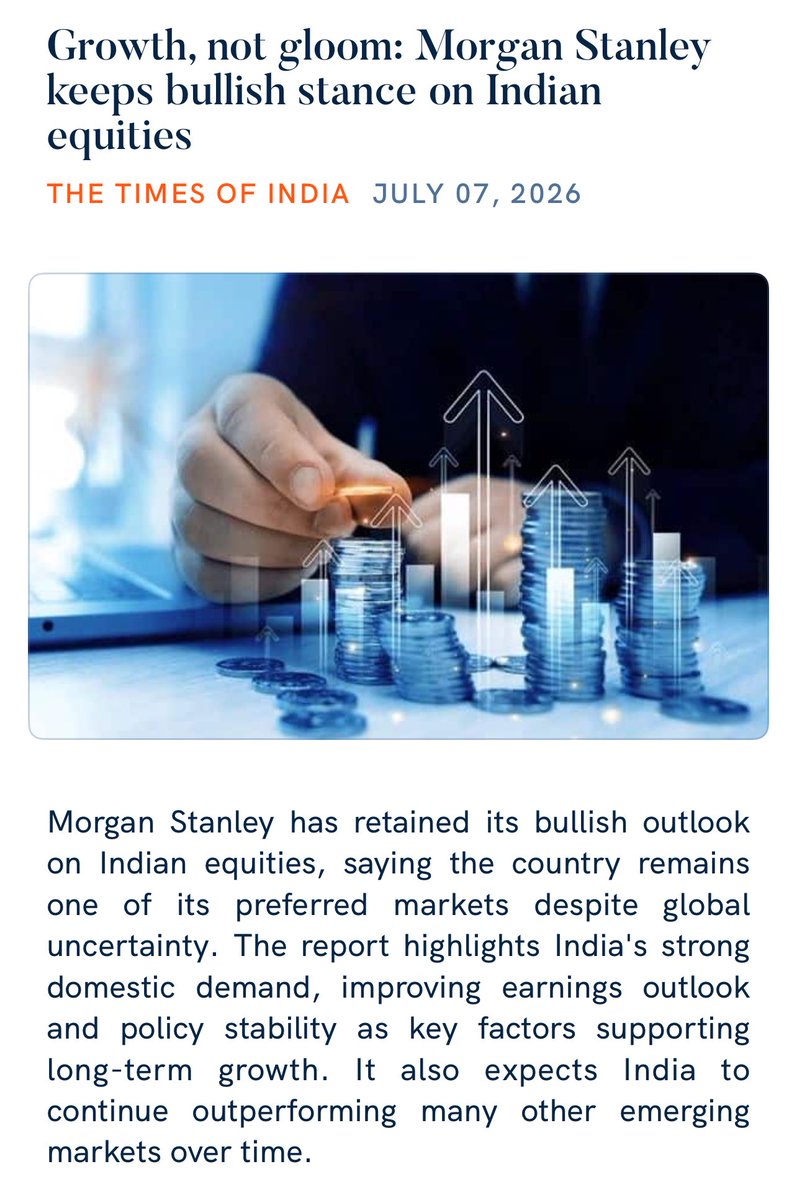 SSCChakraRao1's tweet photo. Growth, not gloom: Morgan Stanley keeps bullish stance on Indian equities
 https://t.co/iFcTkhER9Q

via NaMo App https://t.co/riCEDguxU5