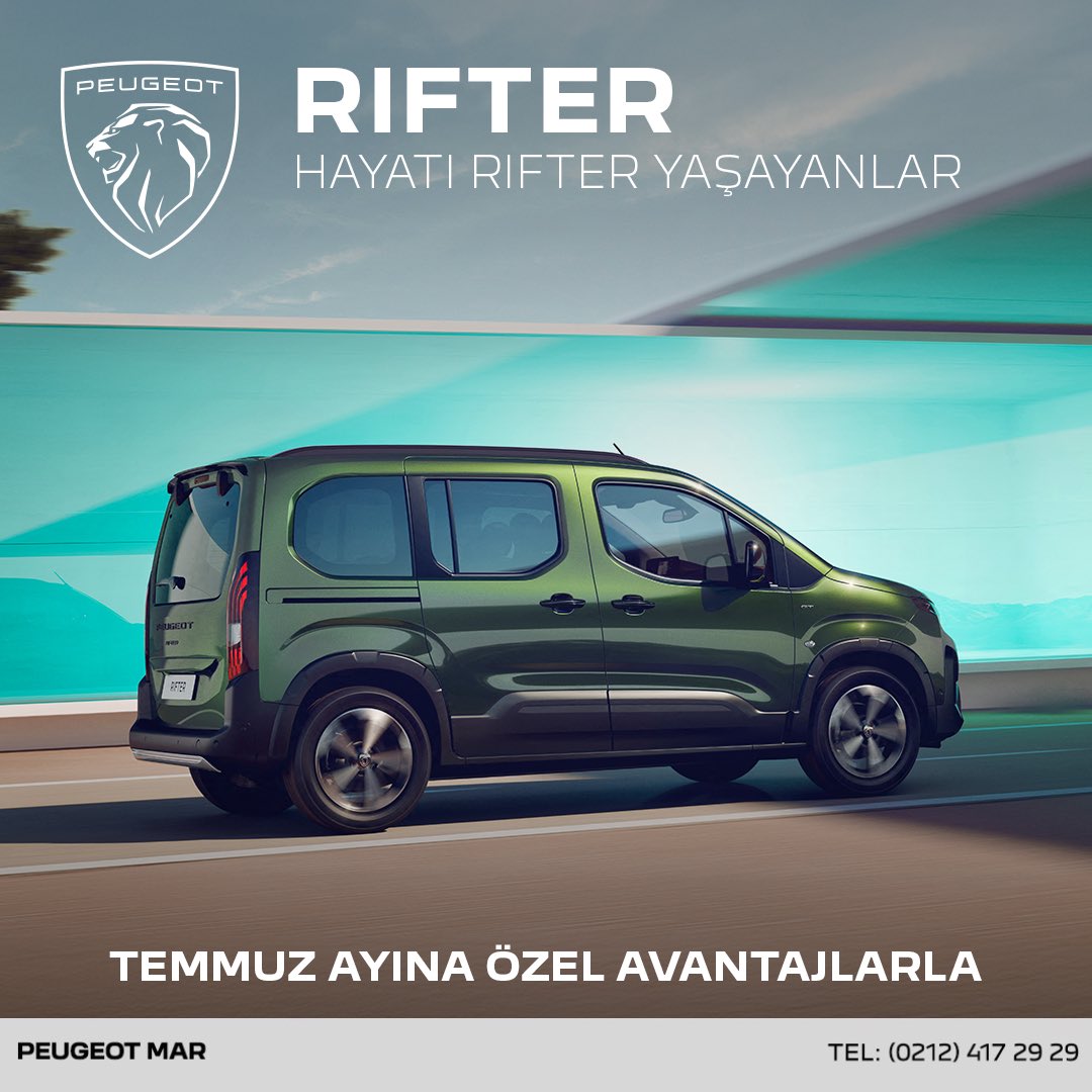 MarPeugeot's tweet photo. Peugeot Rifter Allure, temmuz ayına özel avantajlarla, Peugeot Mar’da sizi bekliyor.

Detaylı bilgi için👇

📞 0 (212) 417 29 29
💻 https://t.co/x9zhW5BuEe

#MarGrup #Peugeot #PeugeotMar #PeugeotRifter #Rifter https://t.co/X1TS98y4ph