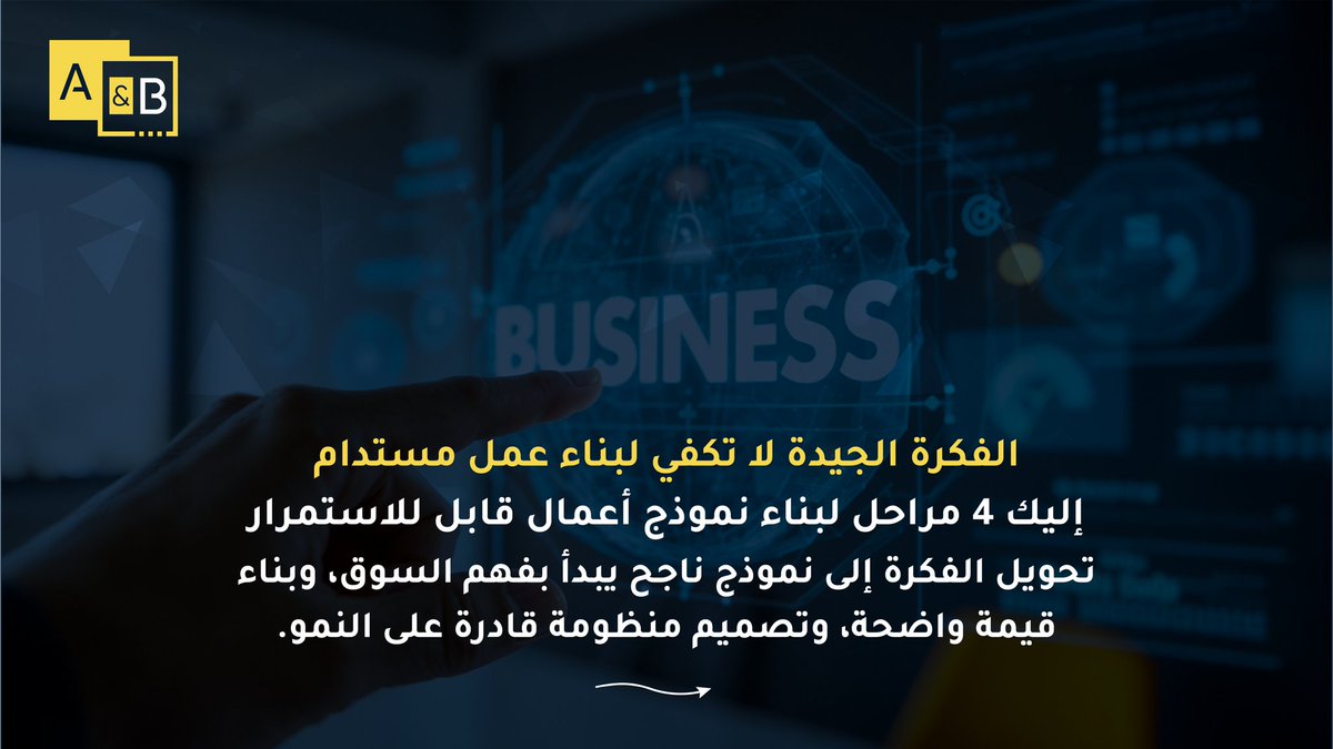 ABConsultingCo's tweet photo. نجاح الفكرة يعتمد على قدرة نموذج الأعمال على تحويلها إلى قيمة واضحة ونمو مستدام.

من فهم السوق، إلى تحديد قيمة العميل، إلى بناء نموذج قادر على التوسع؛ كل مرحلة تصنع فرقًا في جاهزية المشروع للنمو.

انضم إلينا لمراجعة فرص التطوير.
https://t.co/qV3bg8QAM2

#AandBConsulting https://t.co/9Bnt5cXZyh