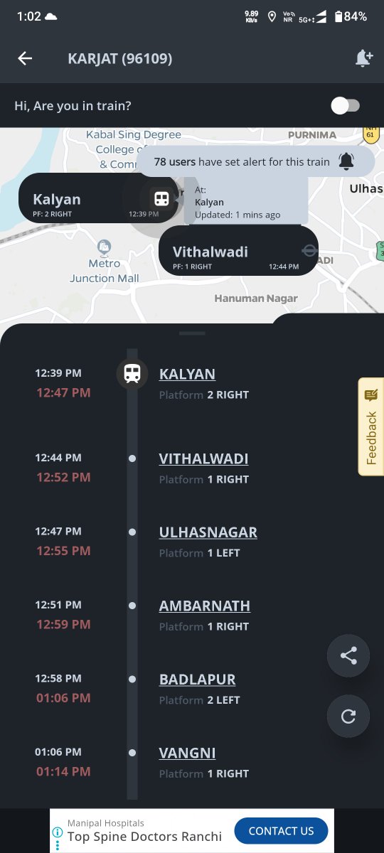 mmamdekar's tweet photo. @AshwiniVaishnaw 
@drmmumbaicr 
Train 96109 DOJ 07 JUL 2026 has been detained at Kalyan JN for more than 15 mins now. This train has a kong way to go still.
Please maintain train punctuality.

@RailMadad request ID: 2026070705460 https://t.co/uuBAGYJbrx